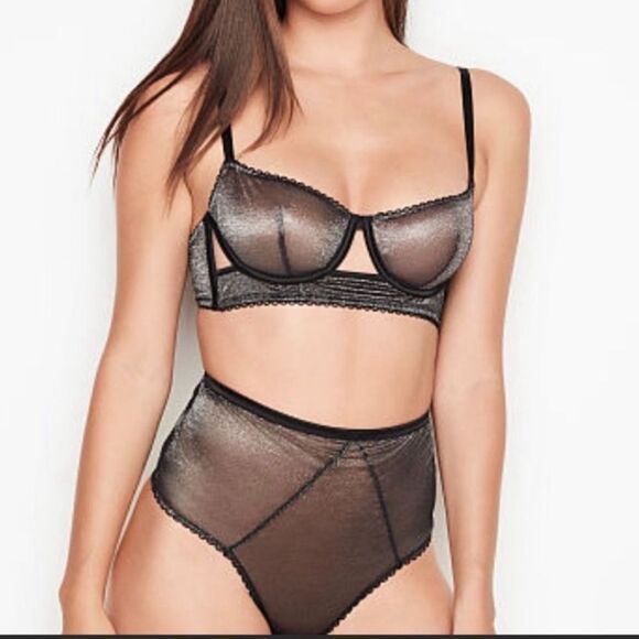 Victoria’s Secret Dream Angels Sexy Shine Mesh Set Balconet Unlined bra 34D / M